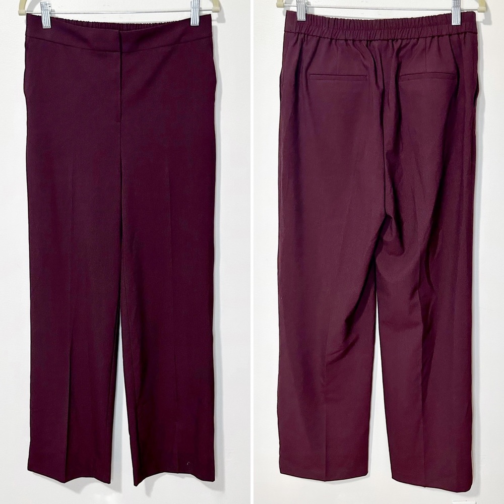 Joie Eggplant Purple Flat Front Wide Leg Trousers Size 8